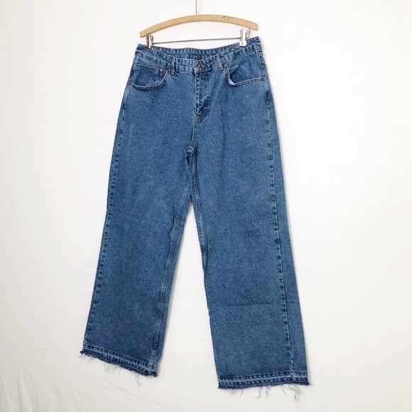 Ragged Priest wide leg, raw hem  high waist, denim jeans - Picture 9 of 11